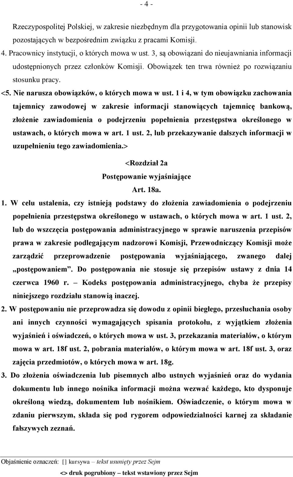 1 i 4, w tym obowiązku zachowania tajemnicy zawodowej w zakresie informacji stanowiących tajemnicę bankową, złożenie zawiadomienia o podejrzeniu popełnienia przestępstwa określonego w ustawach, o