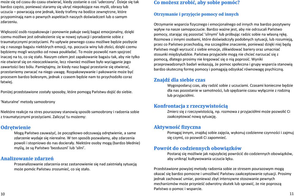 naszych doświadczeń lub o samym zdarzeniu.