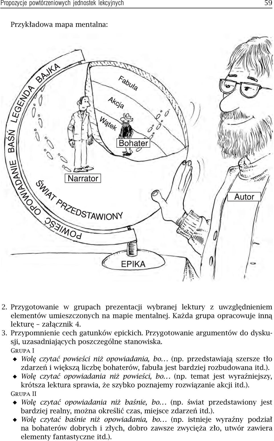 Grupa I Wolę czytać powieści niż opowiadania, bo... (np. przedstawiają szersze tło zdarzeń i większą liczbę bohaterów, fabuła jest bardziej rozbudowana itd.). Wolę czytać opowiadania niż powieści, bo.