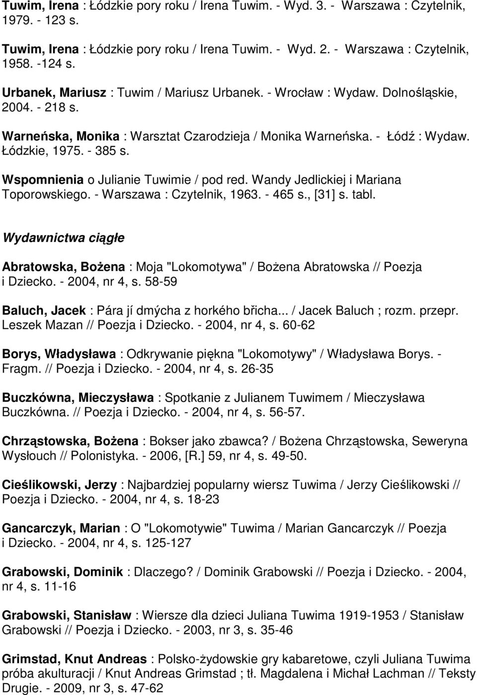 Wspomnienia o Julianie Tuwimie / pod red. Wandy Jedlickiej i Mariana Toporowskiego. - Warszawa : Czytelnik, 1963. - 465 s., [31] s. tabl.