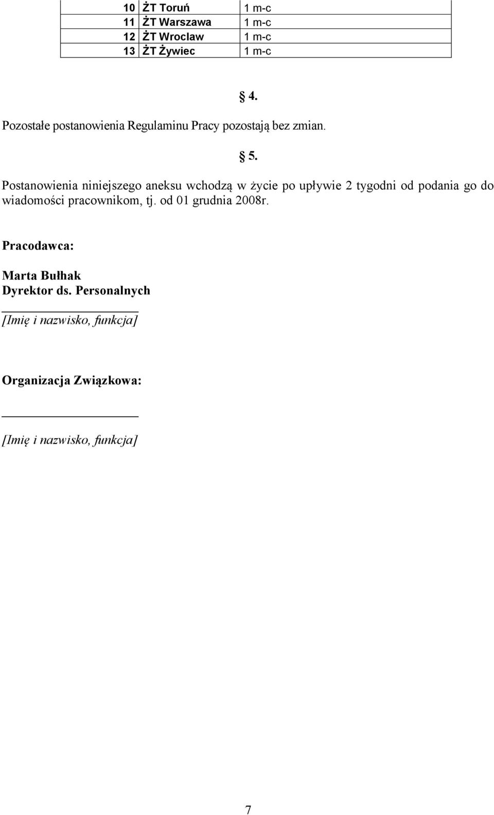 Postanowienia niniejszego aneksu wchodzą w życie po upływie 2 tygodni od podania go do wiadomości