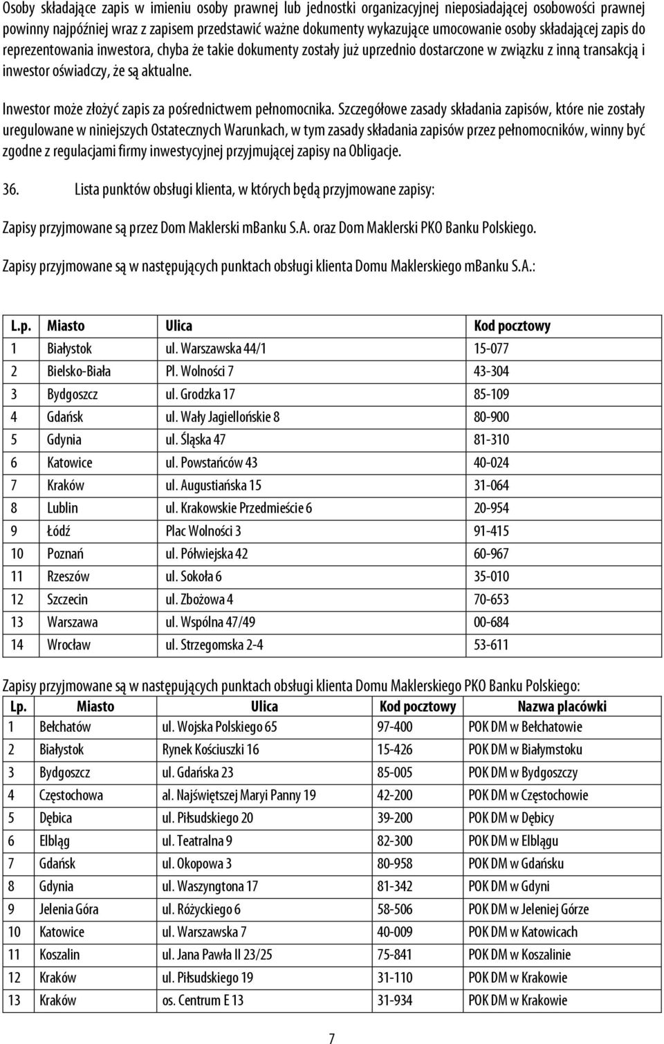 Inwestor może złożyć zapis za pośrednictwem pełnomocnika.