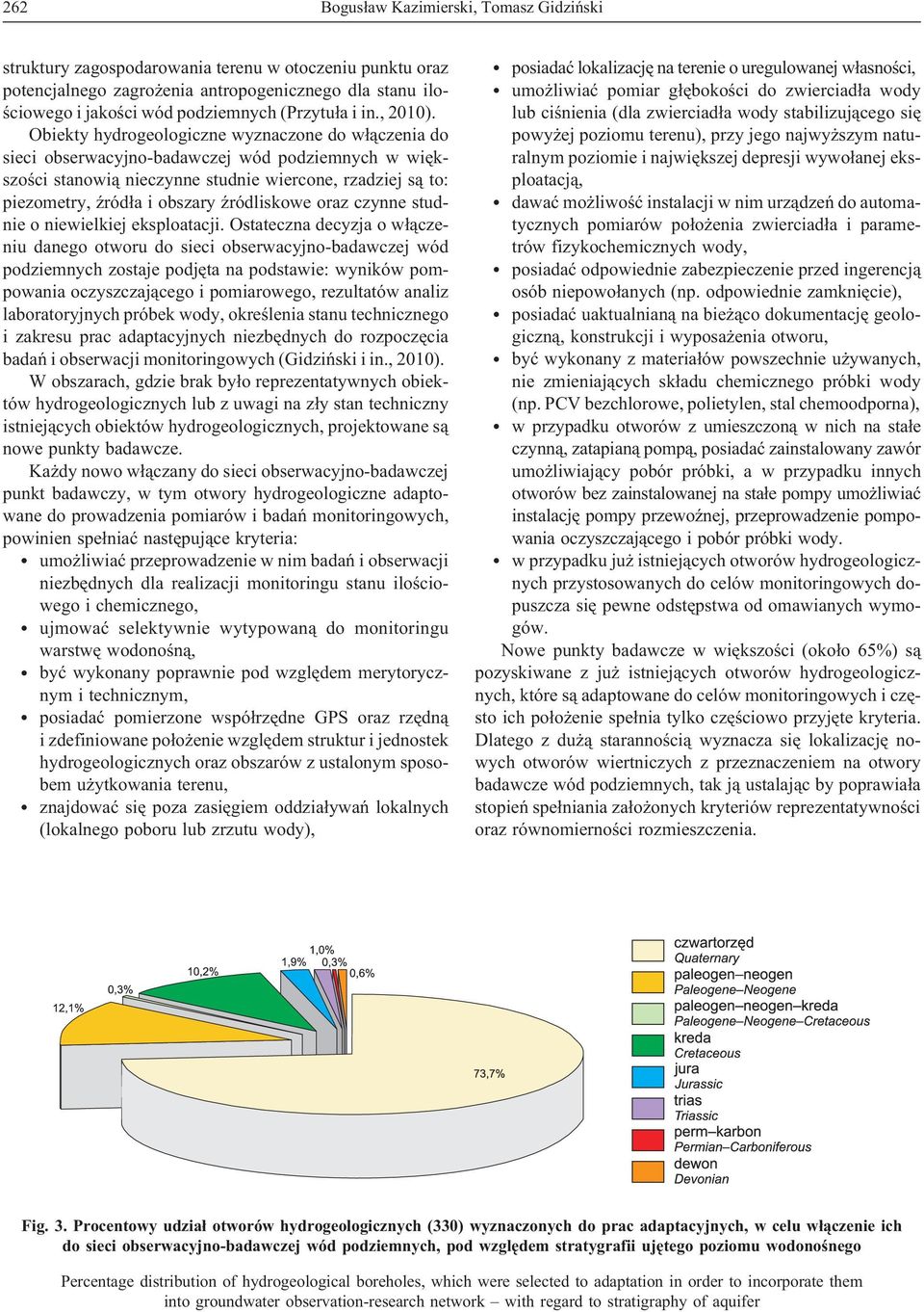 Obiekty hydrogeologiczne wyznaczone do w³¹czenia do sieci obserwacyjno-badawczej wód podziemnych w wiêkszoœci stanowi¹ nieczynne studnie wiercone, rzadziej s¹ to: piezometry, Ÿród³a i obszary