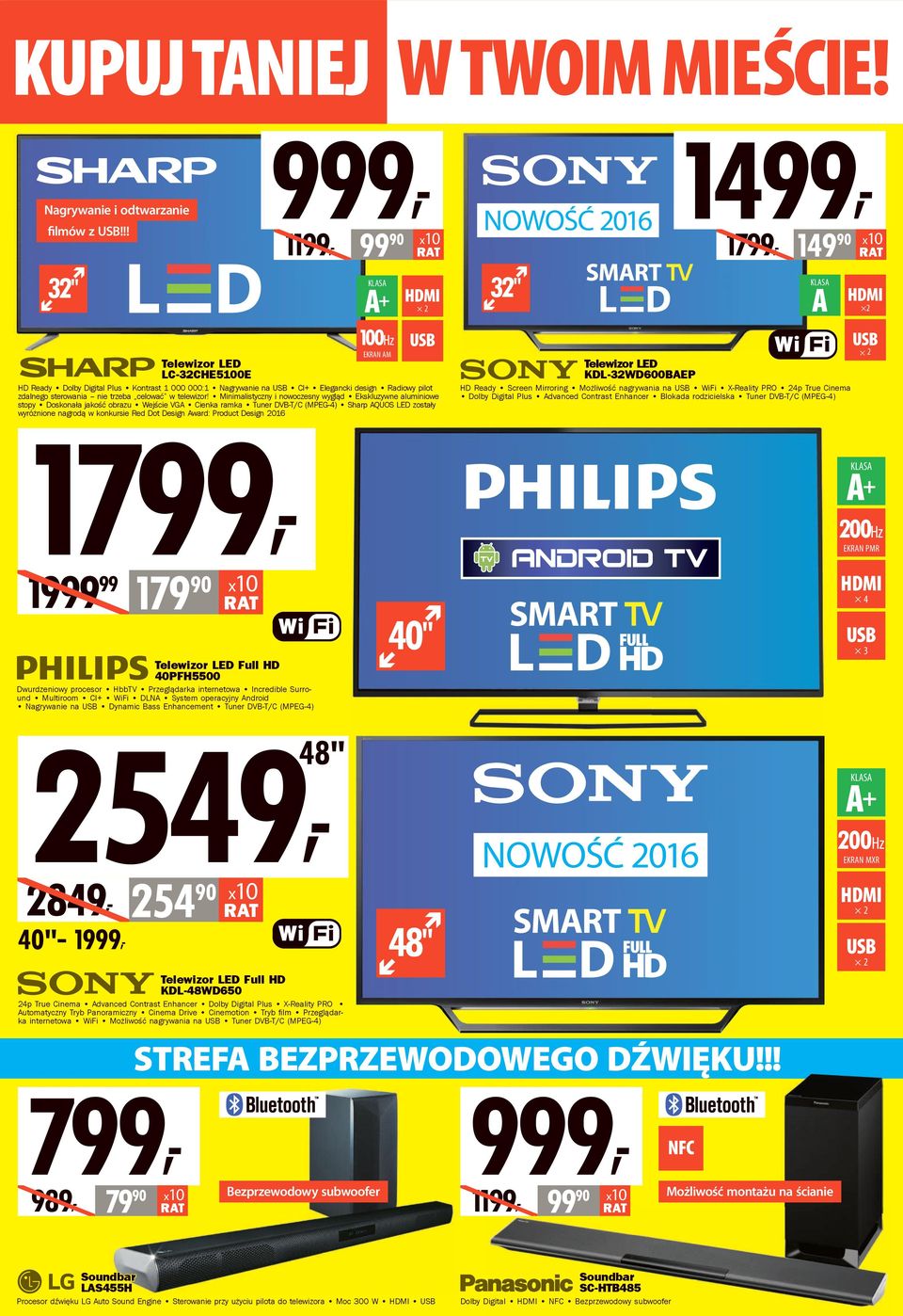 sterowania nie trzeba celować w telewizor!