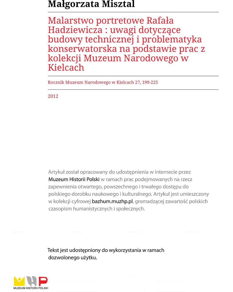 konserwatorska na podstawie prac z kolekcji Muzeum