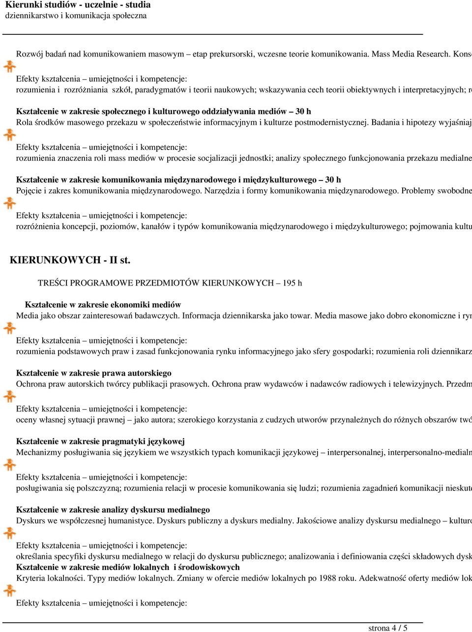 mediów 30 h Rola środków masowego przekazu w społeczeństwie informacyjnym i kulturze postmodernistycznej.