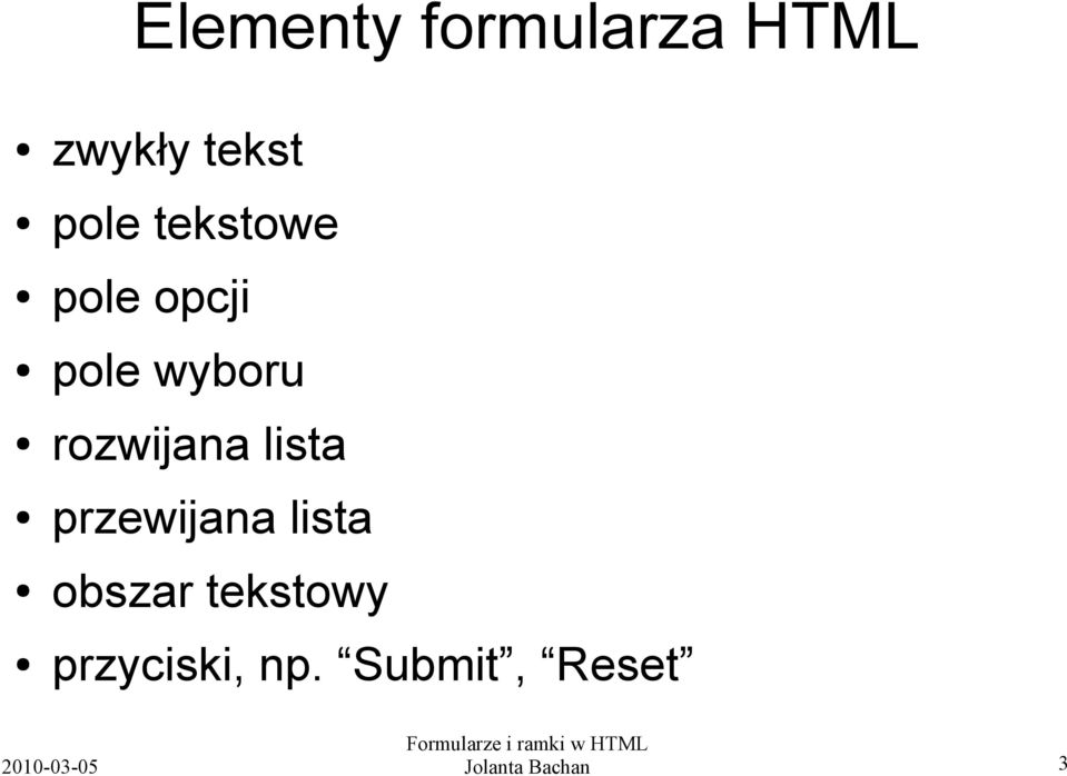 lista przewijana lista obszar tekstowy