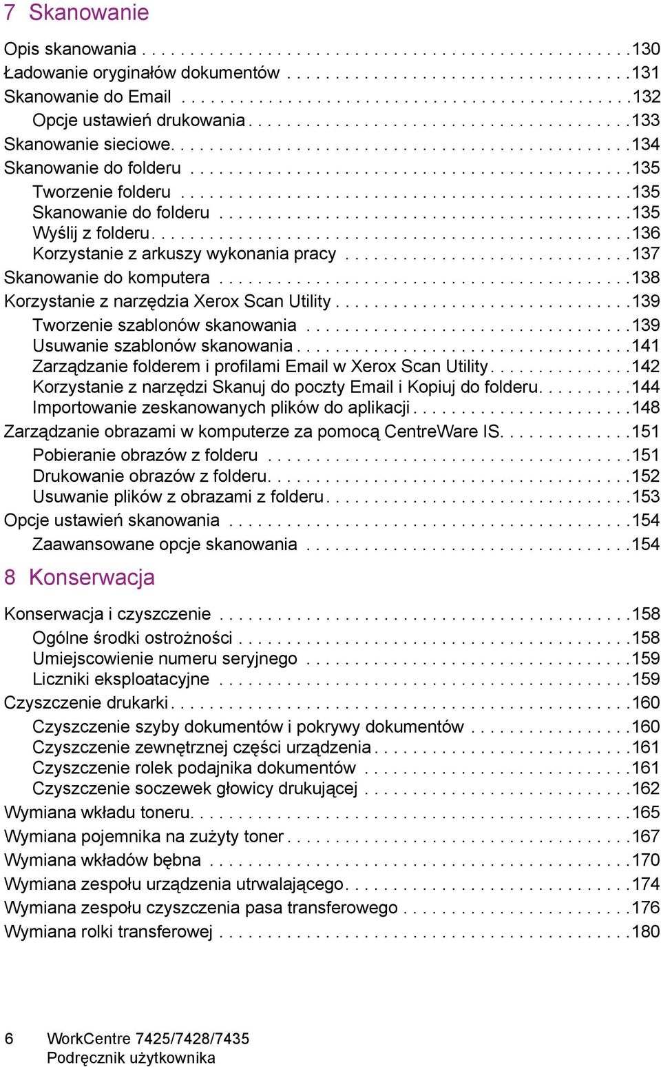 .............................................135 Tworzenie folderu...............................................135 Skanowanie do folderu...........................................135 Wyślij z folderu.