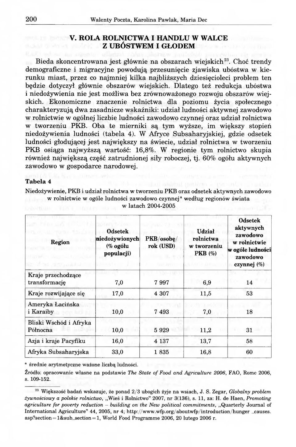 wiejskich. Dlatego też redukcja ubóstwa i niedożywienia nie jest możliwa bez zrównoważonego rozwoju obszarów wiejskich.