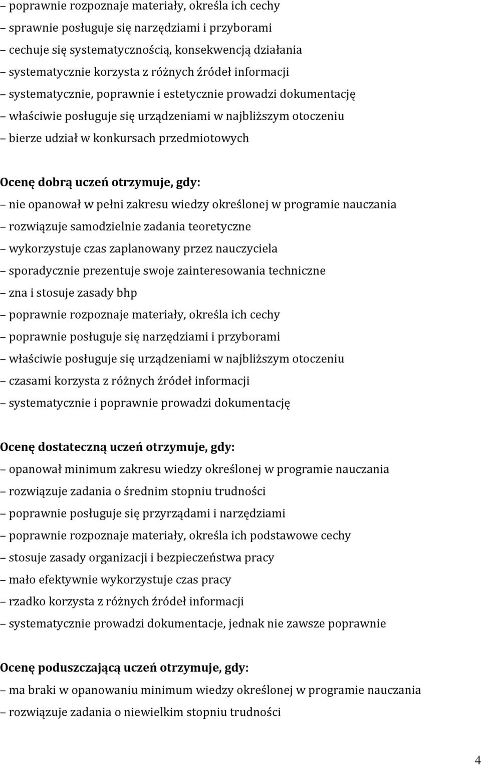 otrzymuje, gdy: nie opanował w pełni zakresu wiedzy określonej w programie nauczania rozwiązuje samodzielnie zadania teoretyczne wykorzystuje czas zaplanowany przez sporadycznie prezentuje swoje