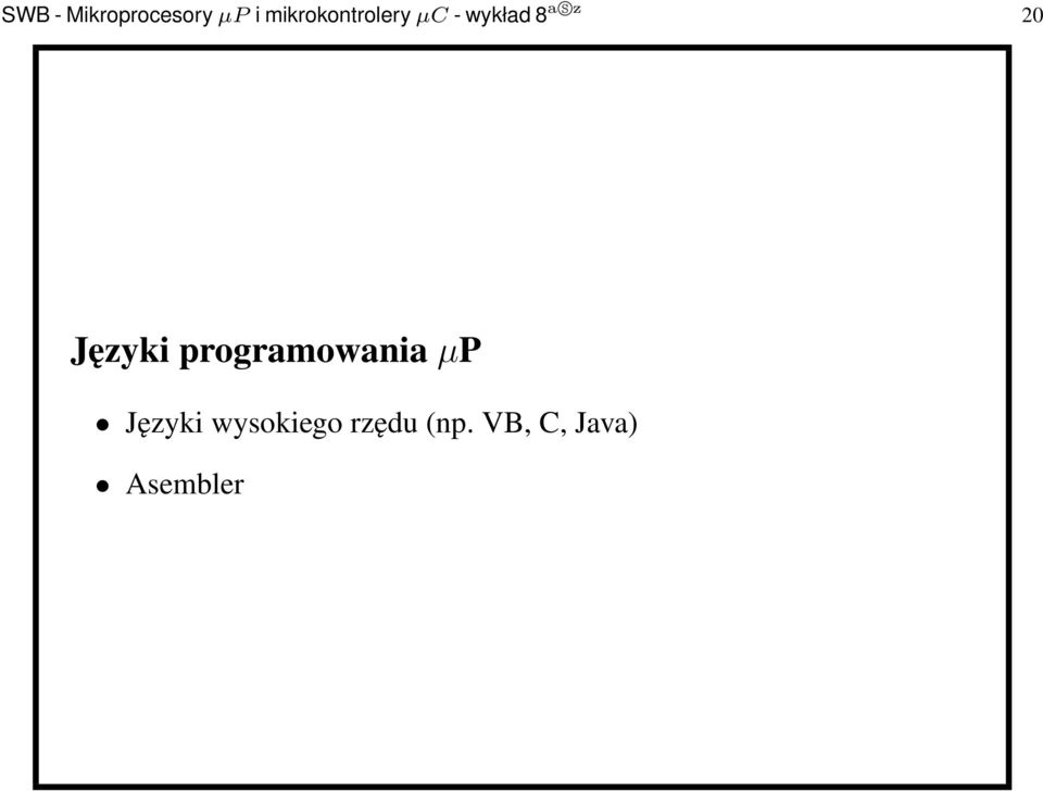 20 Języki programowaniaµp Języki