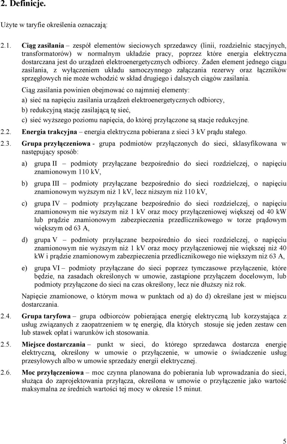 elektroenergetycznych odbiorcy.