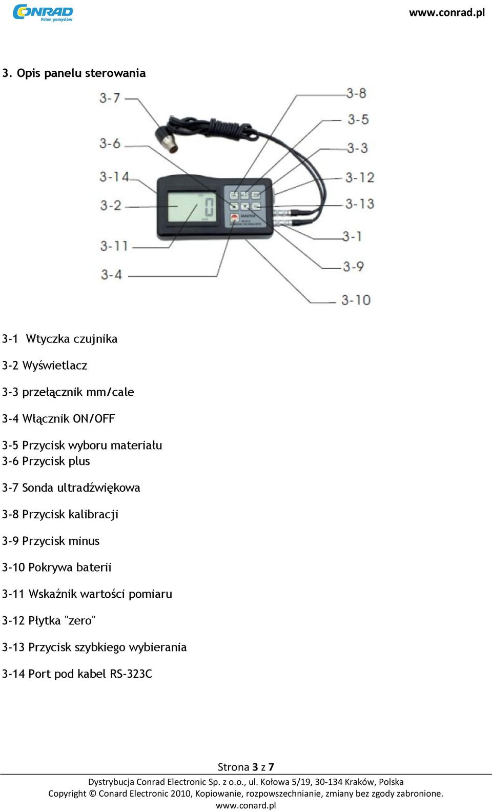 Przycisk kalibracji 3-9 Przycisk minus 3-10 Pokrywa baterii 3-11 Wskaźnik wartości pomiaru