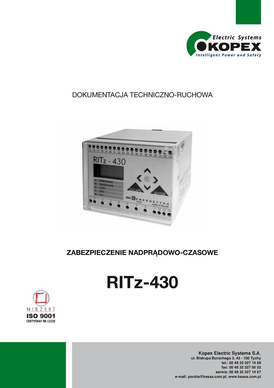 ZABEZPIECZENIE NADPRĄDOWO-CZASOWE ZSZ Zabezpieczenie - 30 nadprdowo - czasowe RITz - 430 ZEG-E EE 428072.