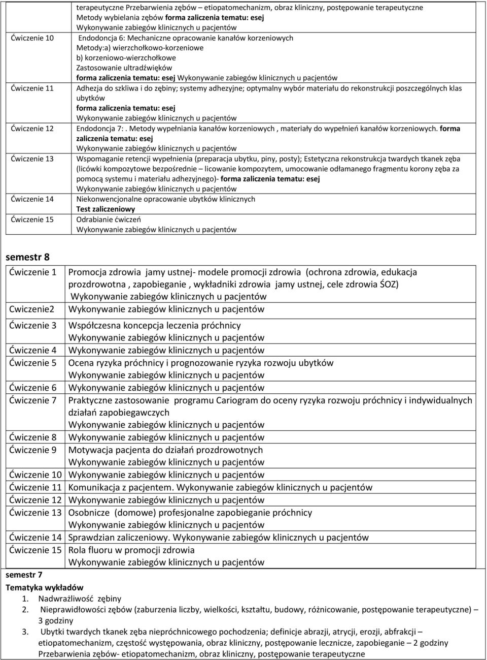 tematu: esej Adhezja do szkliwa i do zębiny; systemy adhezyjne; optymalny wybór materiału do rekonstrukcji poszczególnych klas ubytków forma zaliczenia tematu: esej Endodoncja 7:.
