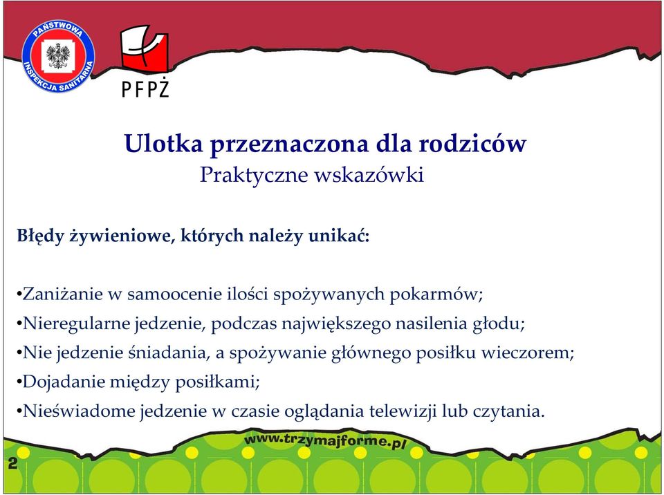 największego nasilenia głodu; Nie jedzenie śniadania, a spożywanie głównego posiłku