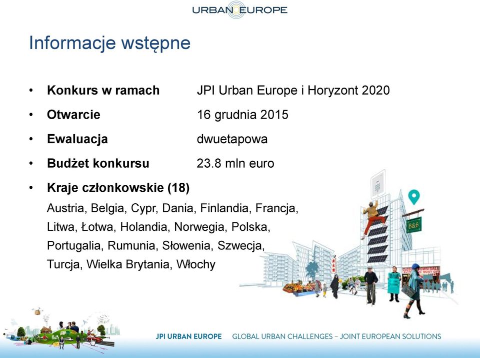 8 mln euro Kraje członkowskie (18) Austria, Belgia, Cypr, Dania, Finlandia,