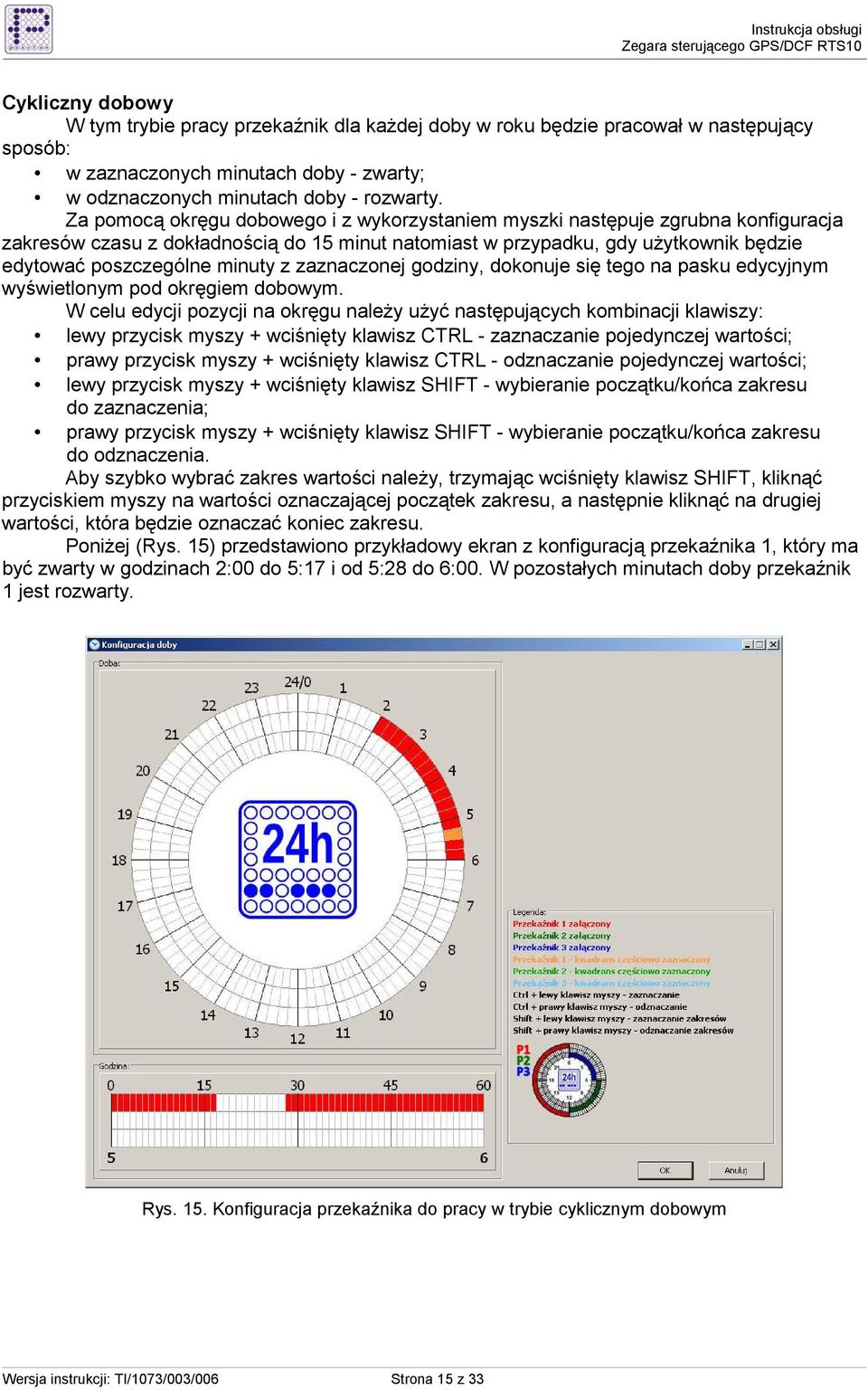 z zaznaczonej godziny, dokonuje się tego na pasku edycyjnym wyświetlonym pod okręgiem dobowym.