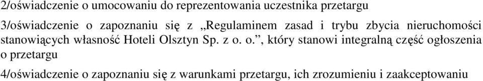 własność Hoteli Olsztyn Sp. z o.