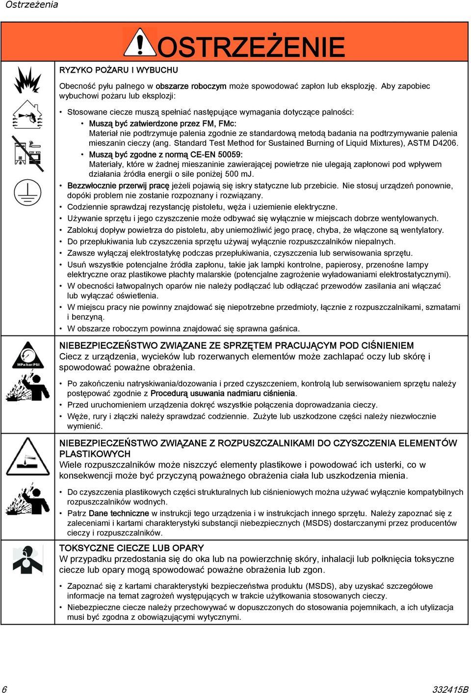 ze standardową metodą badania na podtrzymywanie palenia mieszanin cieczy (ang. Standard Test Method for Sustained Burning of Liquid Mixtures), ASTM D4206.