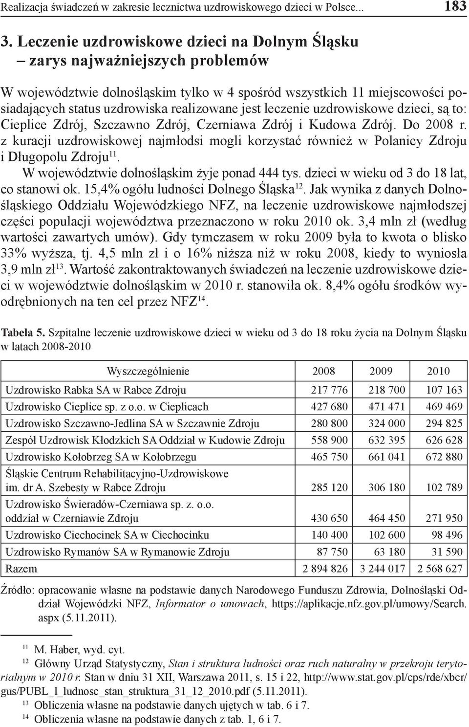 leczenie uzdrowiskowe dzieci, są to: Cieplice Zdrój, Szczawno Zdrój, Czerniawa Zdrój i Kudowa Zdrój. Do 2008 r.