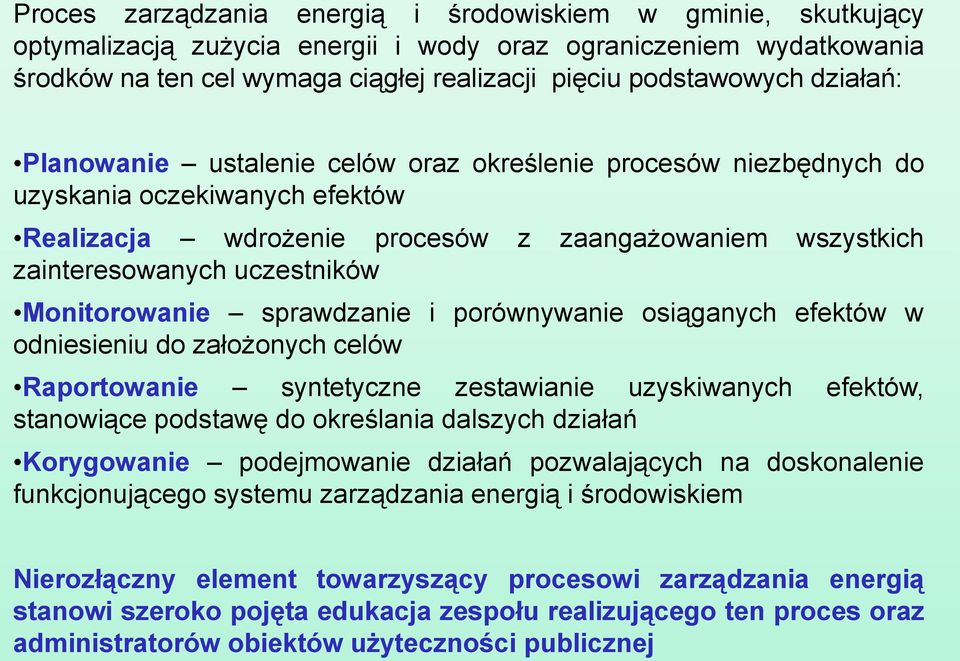 Monitorowanie sprawdzanie i porównywanie osiąganych efektów w odniesieniu do założonych celów Raportowanie syntetyczne zestawianie uzyskiwanych efektów, stanowiące podstawę do określania dalszych