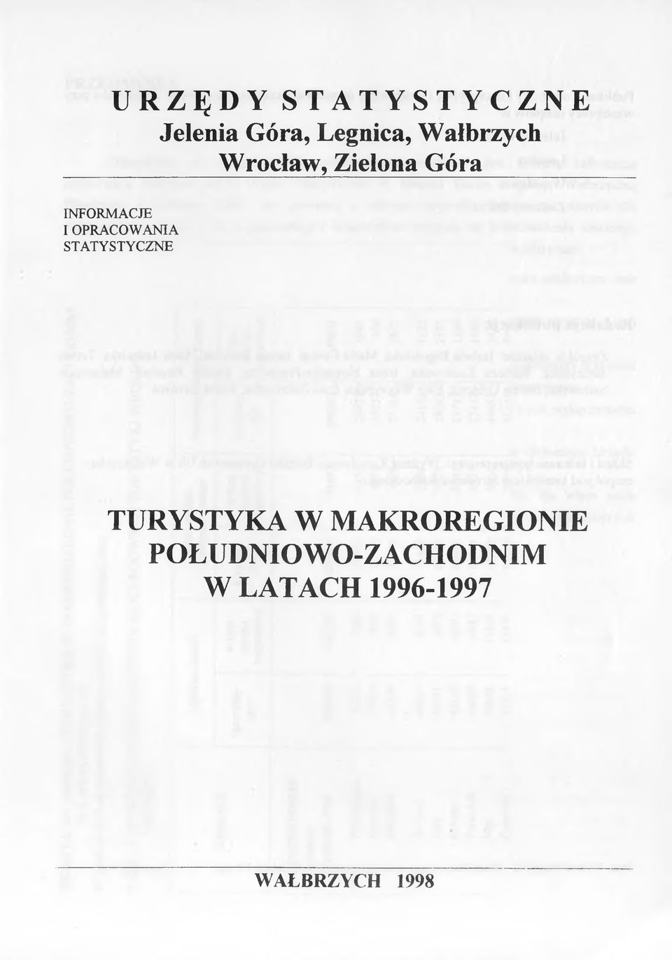 OPRACOWANIA STATYSTYCZNE TURYSTYKA W