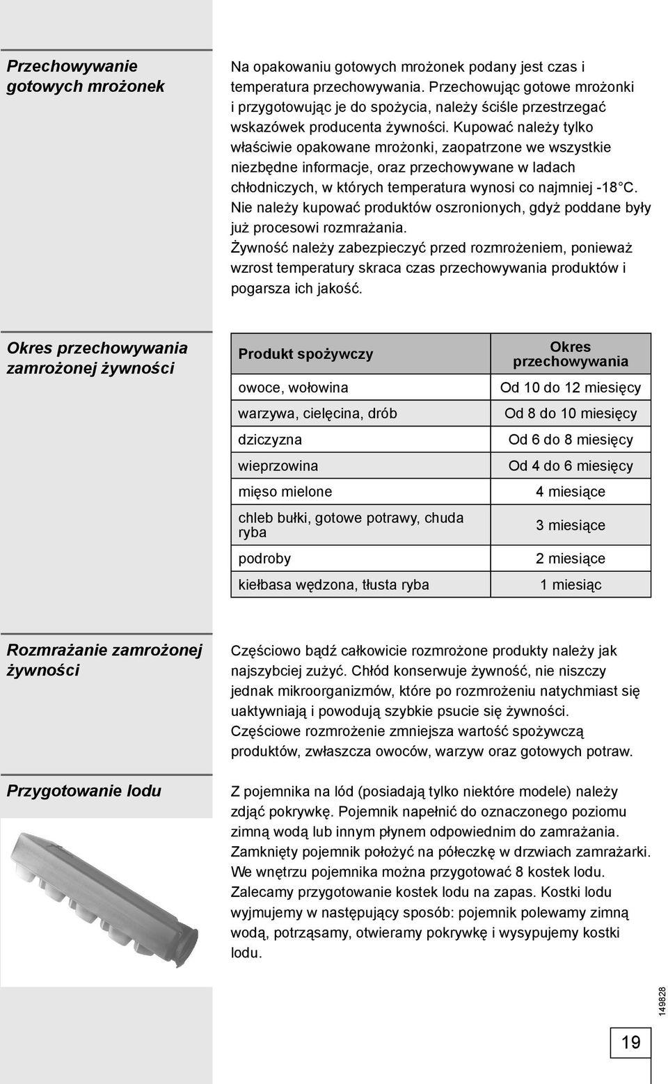 Kupować należy tylko właściwie opakowane mrożonki, zaopatrzone we wszystkie niezbędne informacje, oraz przechowywane w ladach chłodniczych, w których temperatura wynosi co najmniej -18 C.