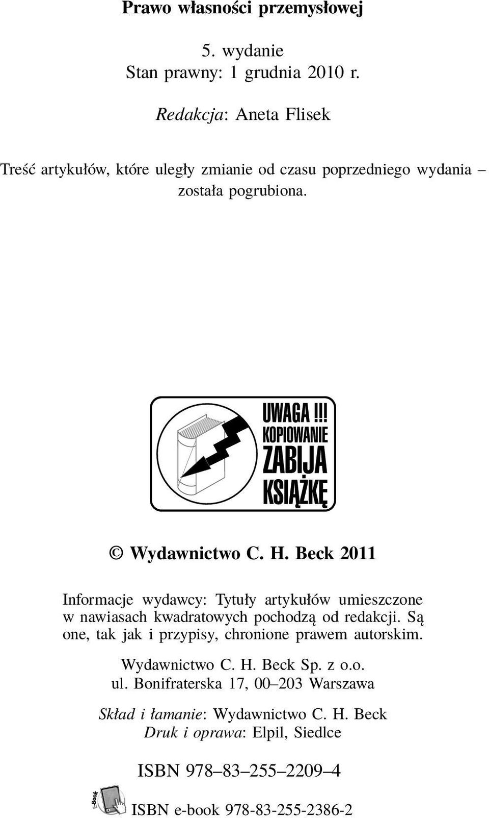 Beck 2011 Informacje wydawcy: Tytuły artykułów umieszczone w nawiasach kwadratowych pochodzą od redakcji.