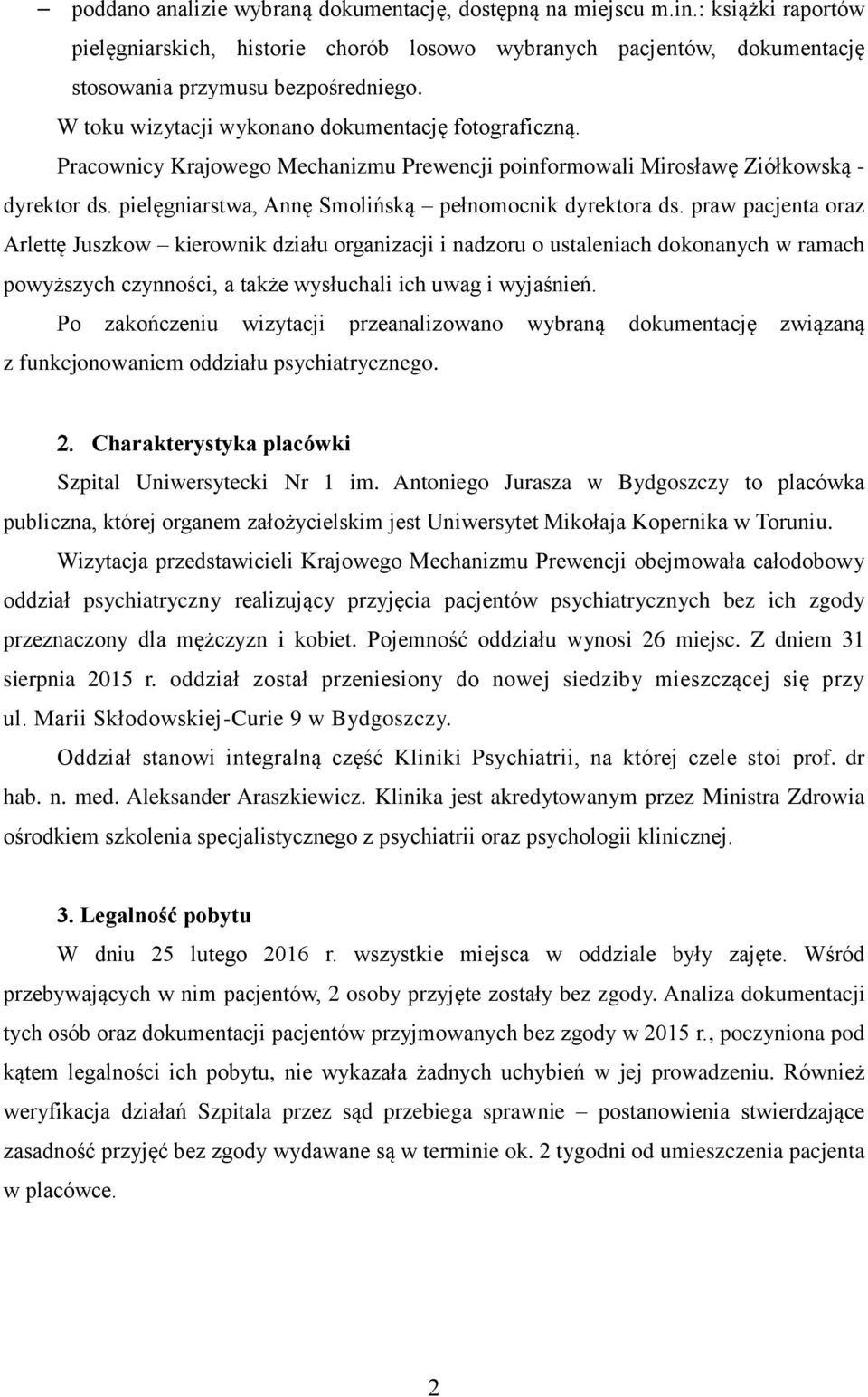 pielęgniarstwa, Annę Smolińską pełnomocnik dyrektora ds.