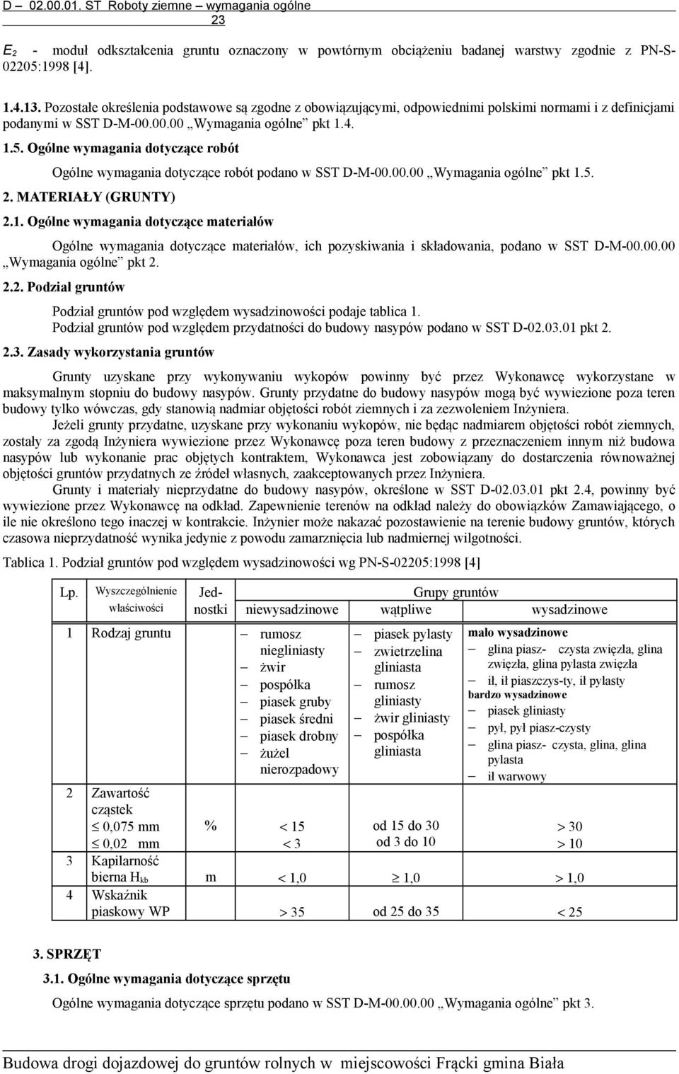 Ogólne wymagania dotyczące robót Ogólne wymagania dotyczące robót podano w SST D-M-00.00.00 Wymagania ogólne pkt 1.