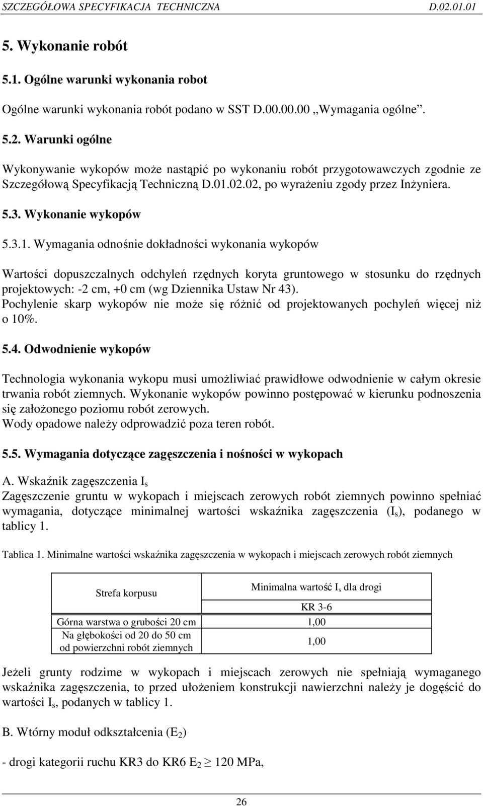 Wykonanie wykopów 5.3.1.