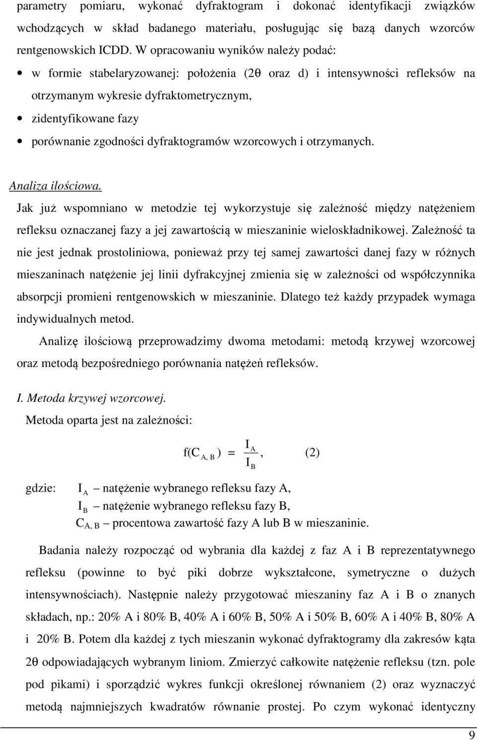 dyfraktogramów wzorcowych i otrzymanych. naliza ilościowa.