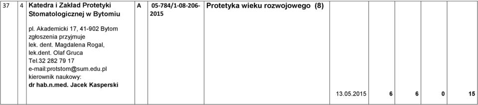 kademicki 17, 41-902 Bytom lek. dent. Magdalena Rogal, lek.dent. Olaf Gruca Tel.