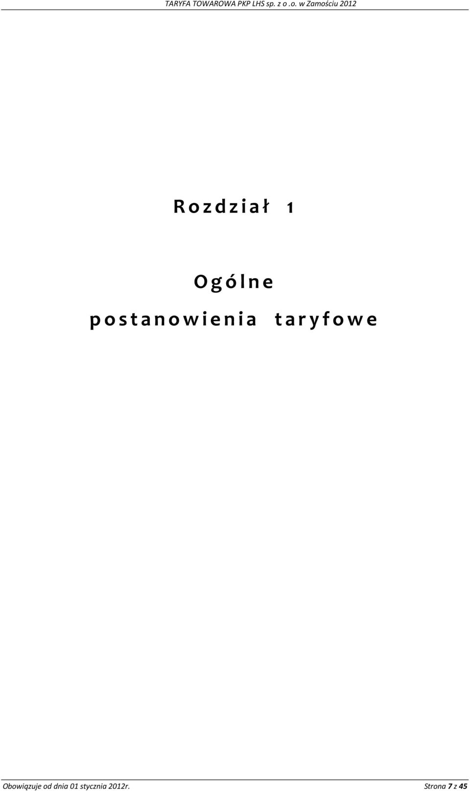 Ogólne postanowienia taryfowe