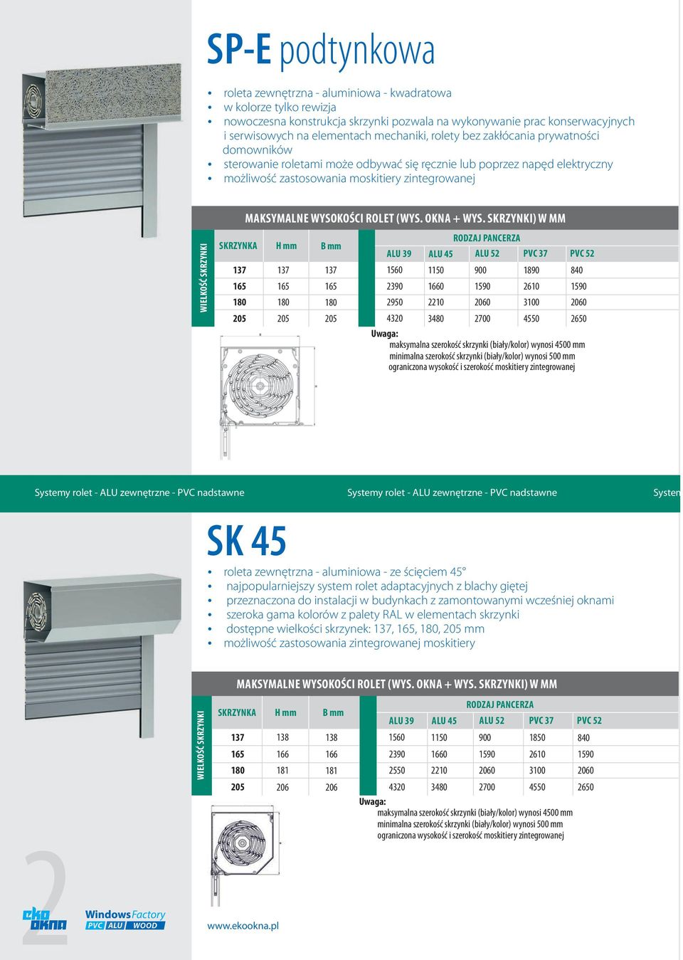 1660 1590 2610 1590 2950 2 2060 3100 2060 4320 3480 2700 4550 2650 System SK 45 roleta zewnętrzna - aluminiowa - ze ścięciem 45 najpopularniejszy system rolet adaptacyjnych z blachy giętej