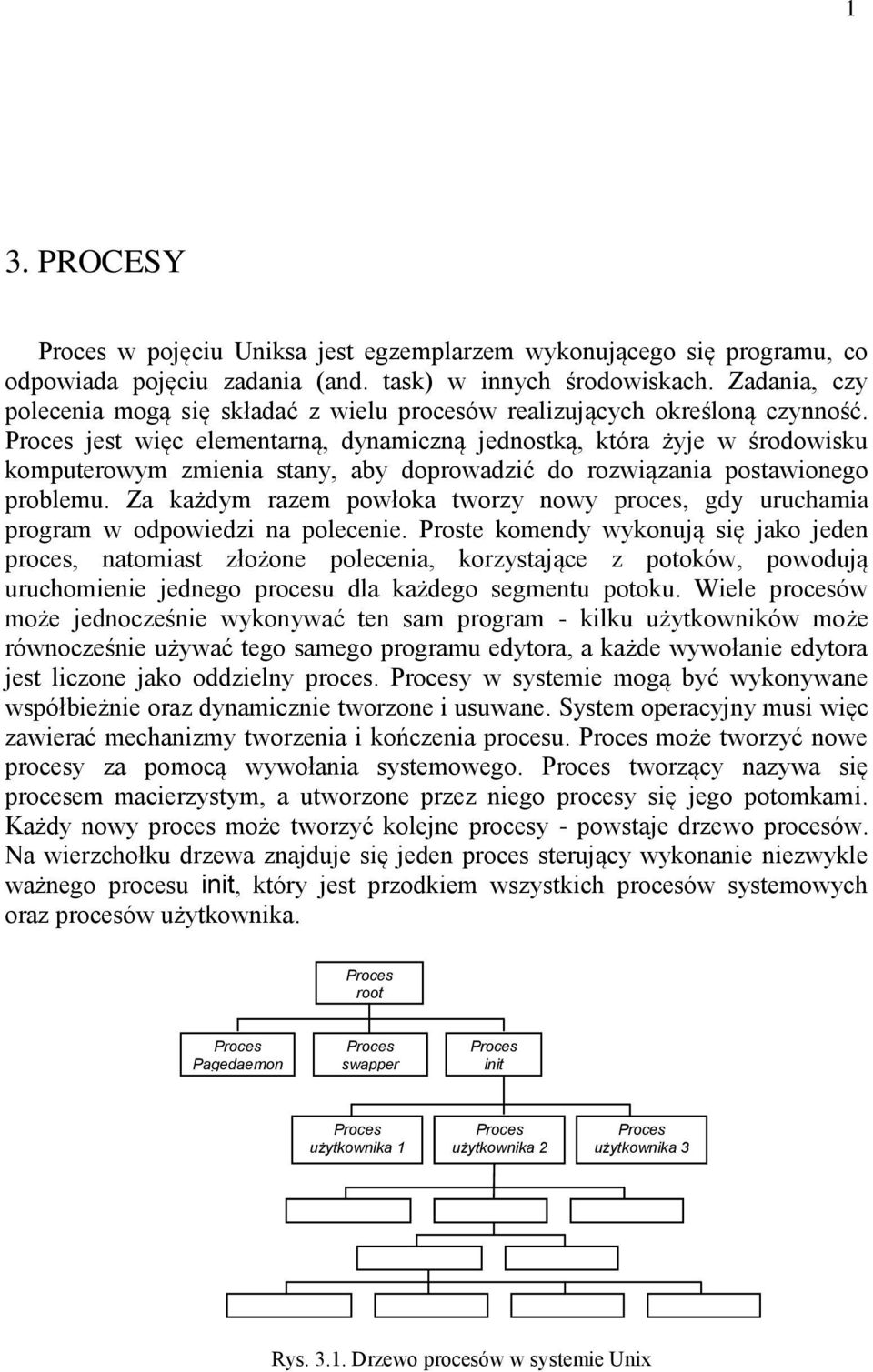 Proces jest więc elementarną, dynamiczną jednostką, która żyje w środowisku komputerowym zmienia stany, aby doprowadzić do rozwiązania postawionego problemu.