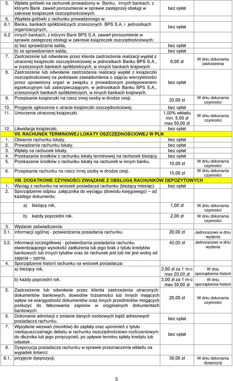 i jednostkach organizacyjnych, 6.2 innych bankach, z którymi Bank BPS S.A.