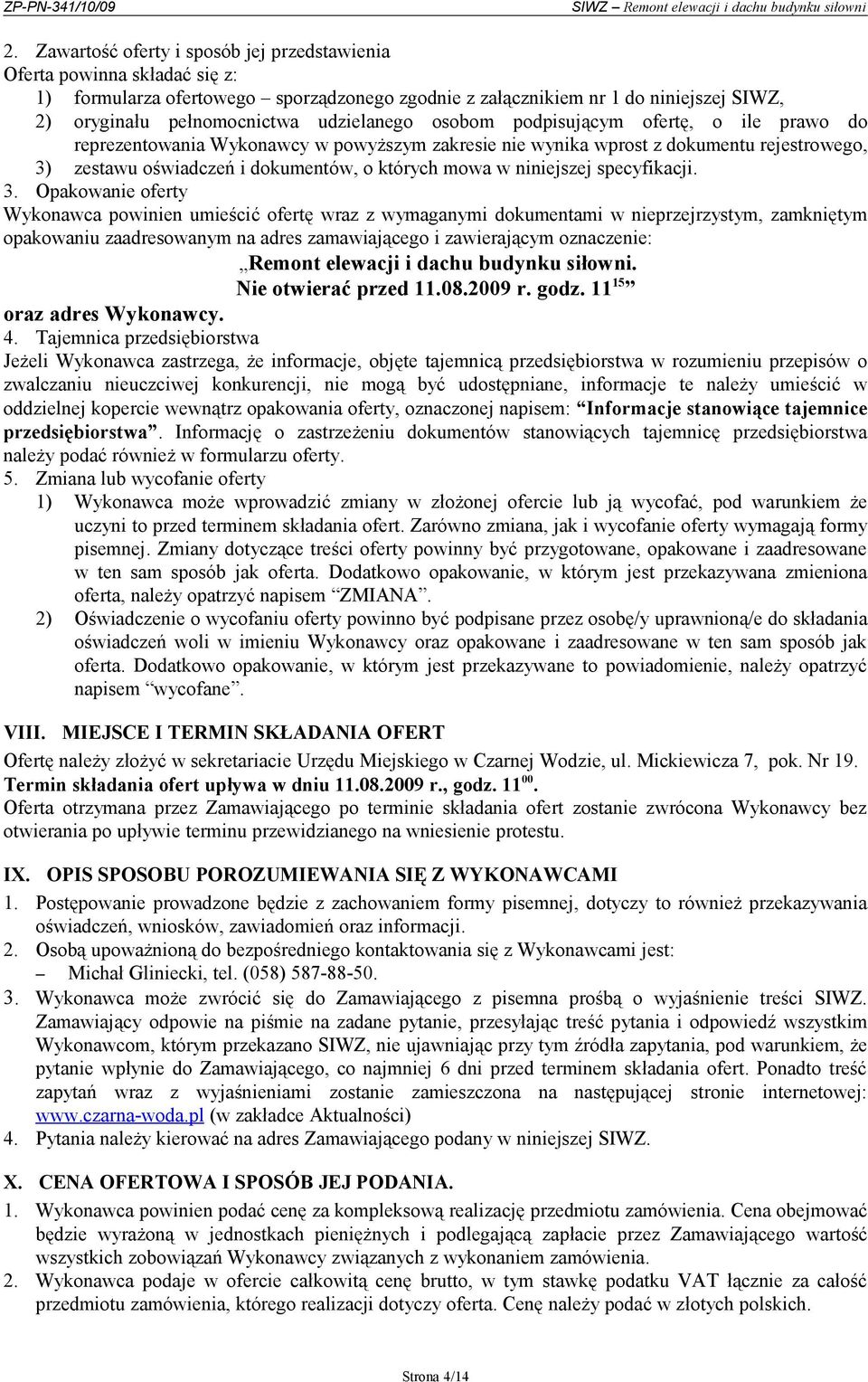 niniejszej specyfikacji. 3.