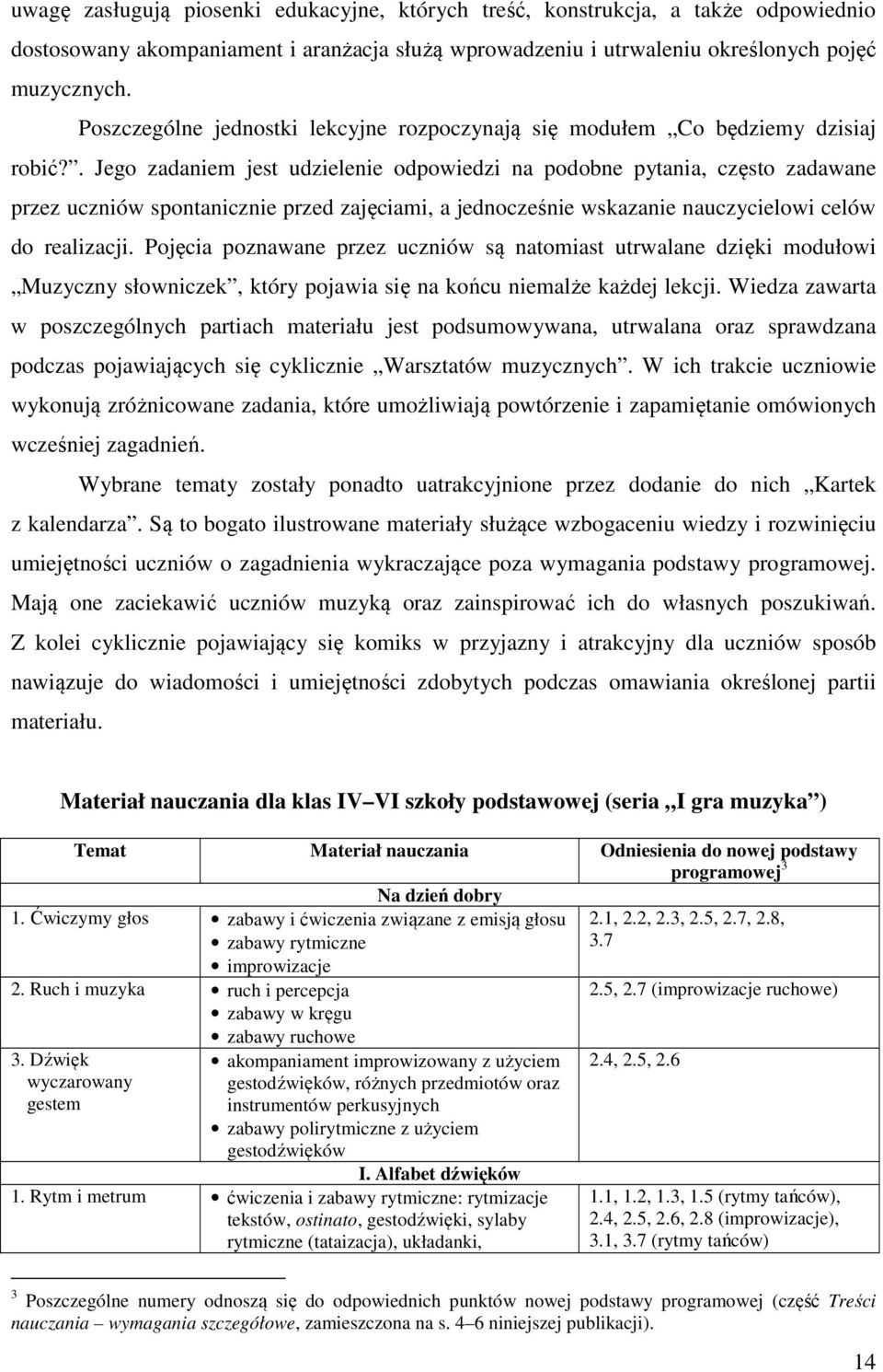 . Jego zadaniem jest udzielenie odpowiedzi na podobne pytania, często zadawane przez uczniów spontanicznie przed zajęciami, a jednocześnie wskazanie nauczycielowi celów do realizacji.