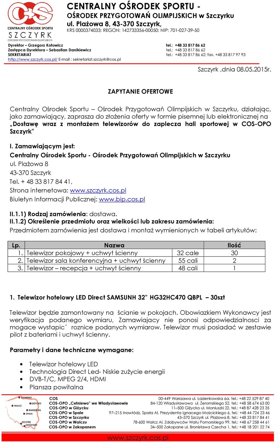 szczyrk@cos.pl Szczyrk,dnia 08.05.2015r.