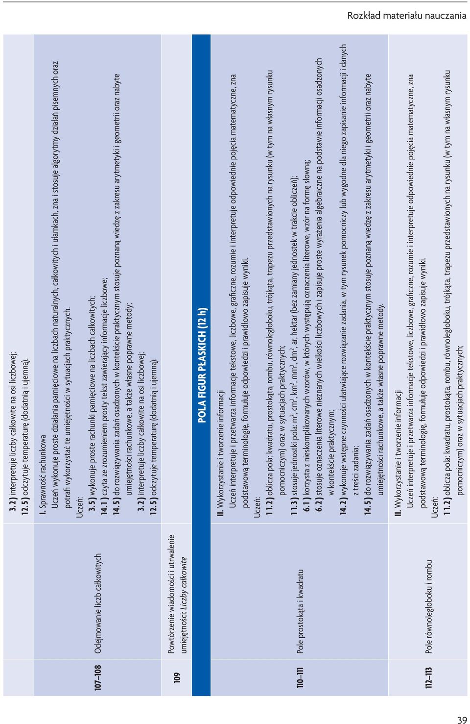 5 ) wykonuje proste rachunki pamięciowe na liczbach całkowitych; umiejętności rachunkowe, a także własne poprawne metody; 3. 2 ) interpretuje liczby całkowite na osi liczbowej; 1 2.