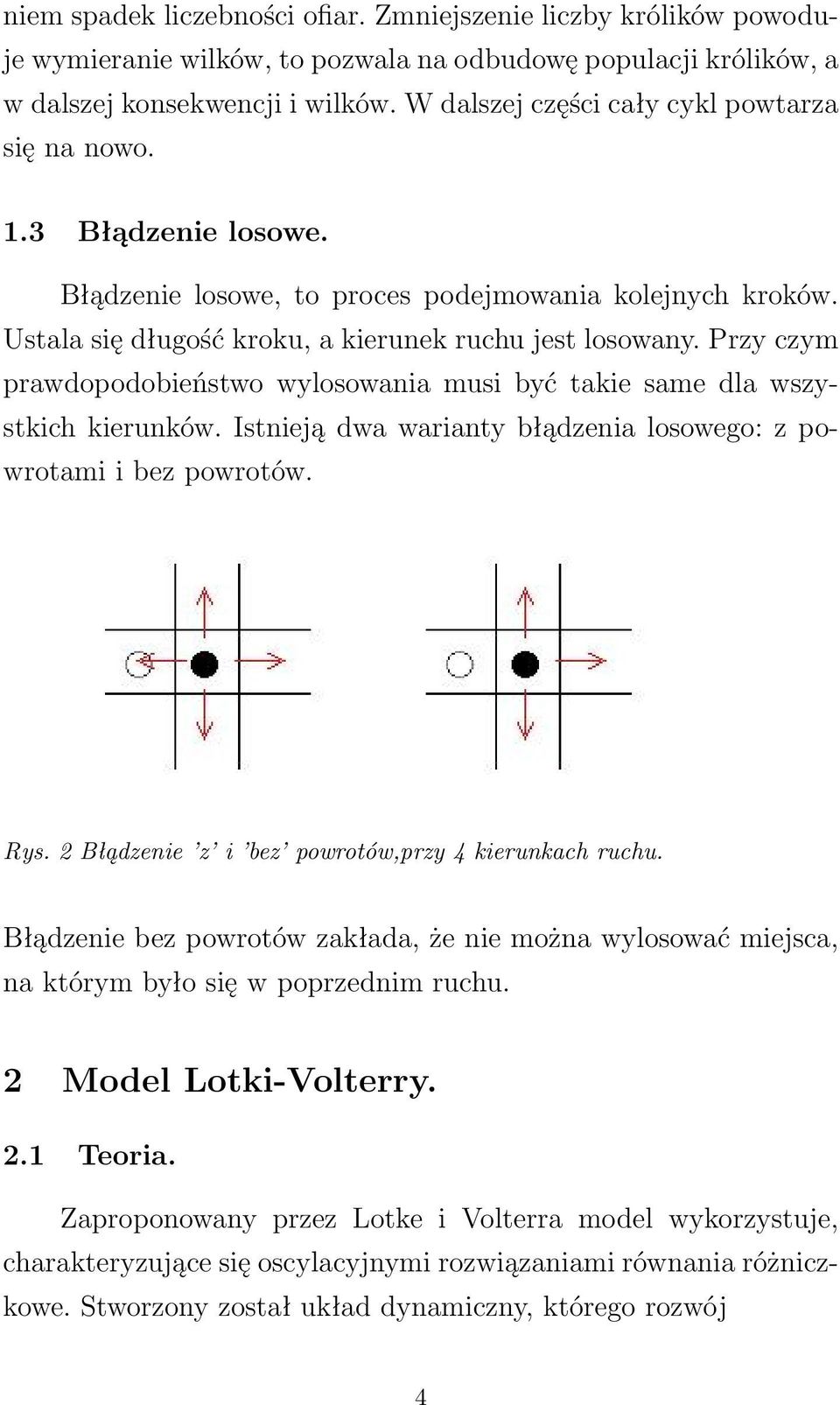 Przy czym prawdopodobieństwo wylosowania musi być takie same dla wszystkich kierunków. Istnieją dwa warianty błądzenia losowego: z powrotami i bez powrotów. Rys.