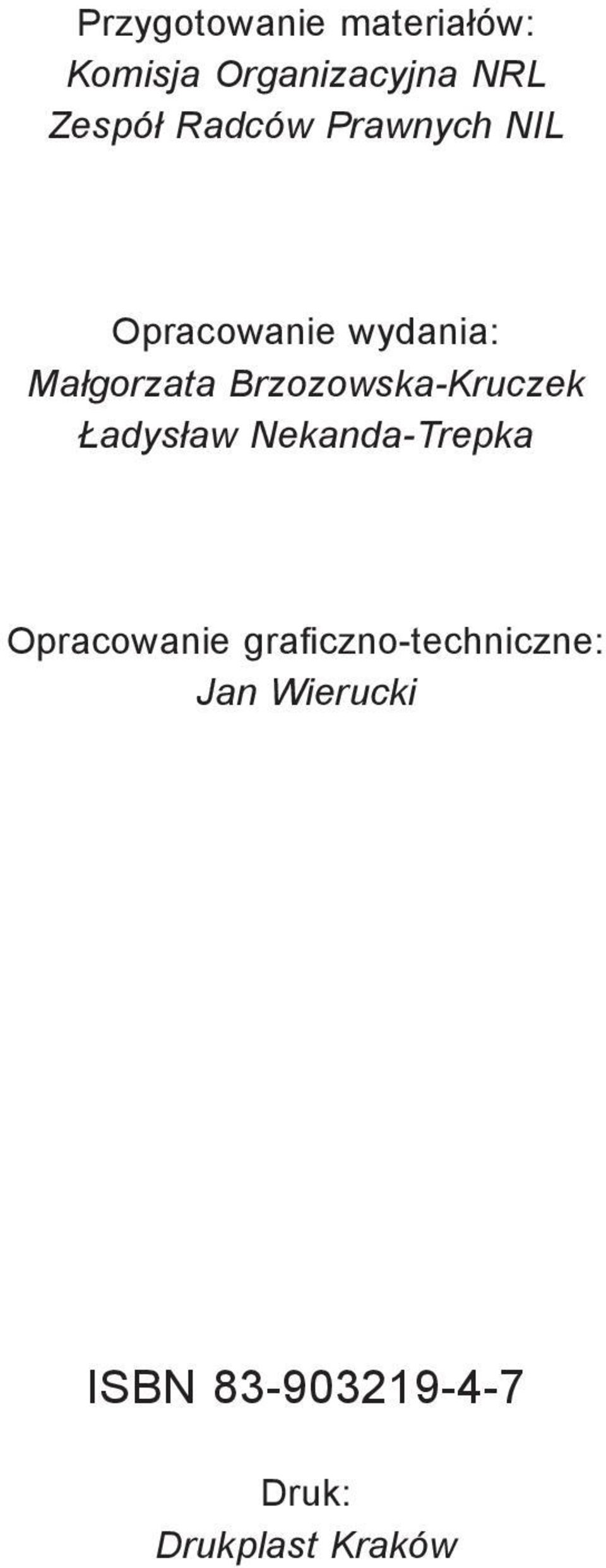 Brzozowska-Kruczek Ładysław Nekanda-Trepka Opracowanie