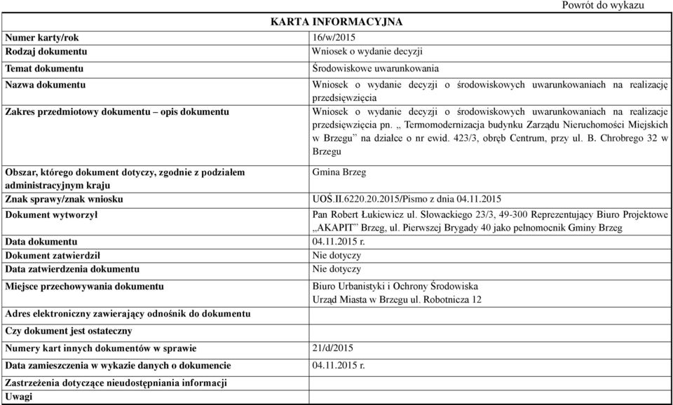 II.6220.20.2015/Pismo z dnia 04.11.2015 Pan Robert Łukiewicz ul.