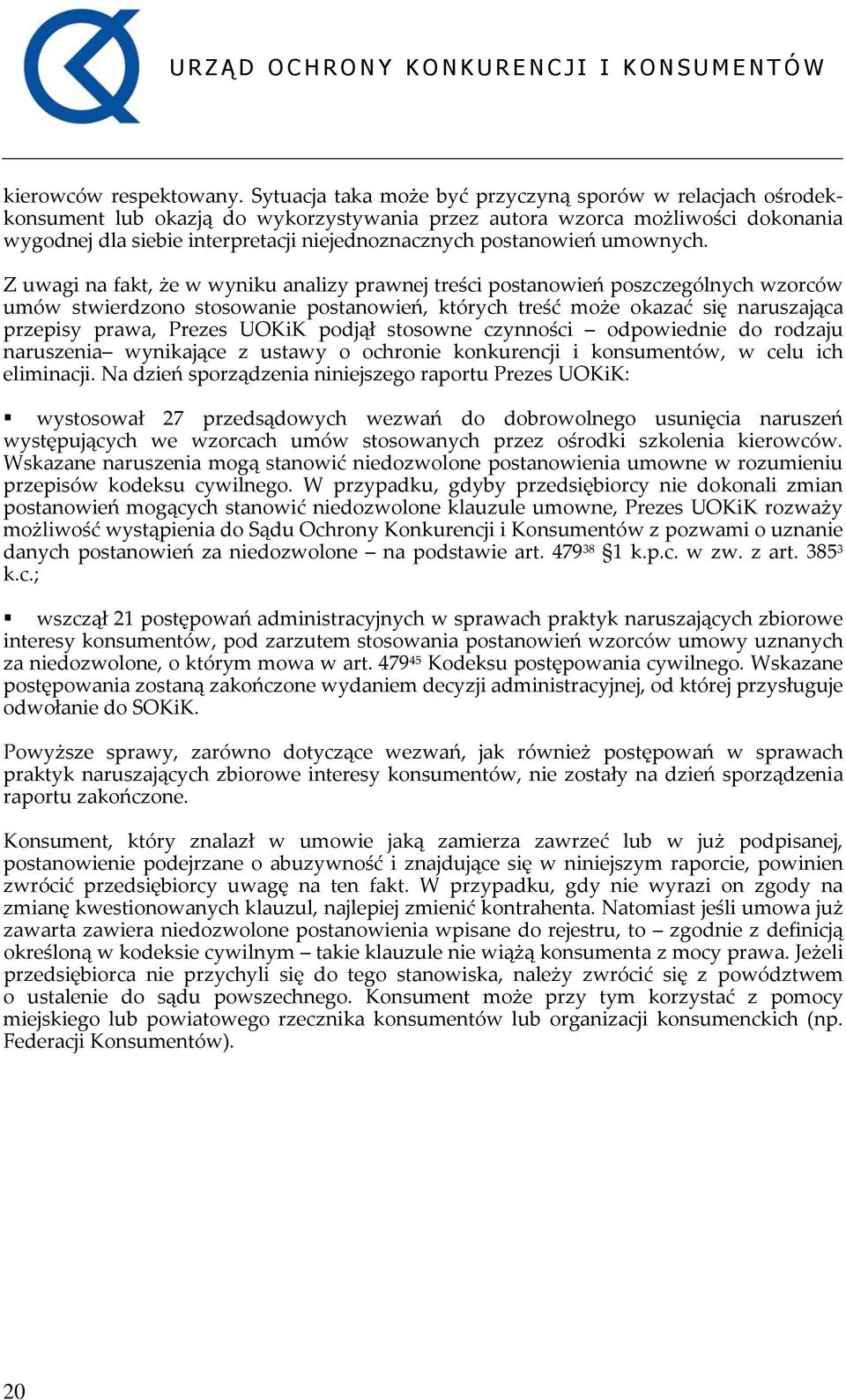 postanowień umownych.