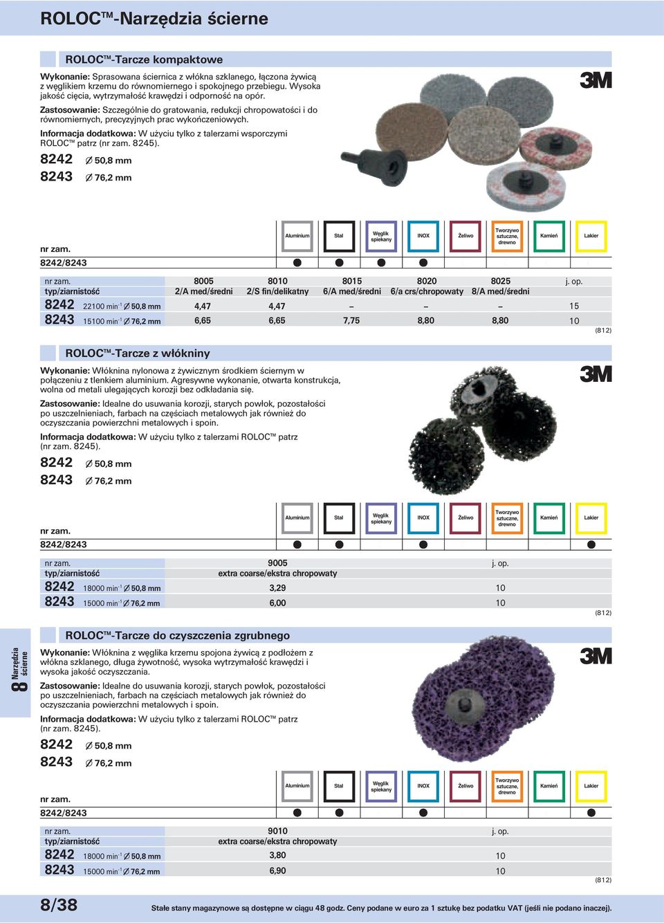 Informacja dodatkowa: W użyciu tylko z talerzami wsporczymi ROLOC patrz ( 8245). / 8005 80 8015 8020 80 j. op.