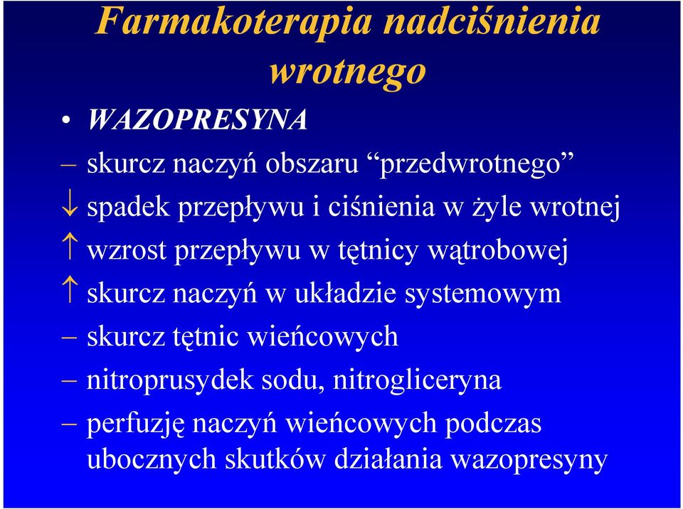 skurcz naczyń w układzie systemowym - skurcz tętnic wieńcowych - nitroprusydek sodu,