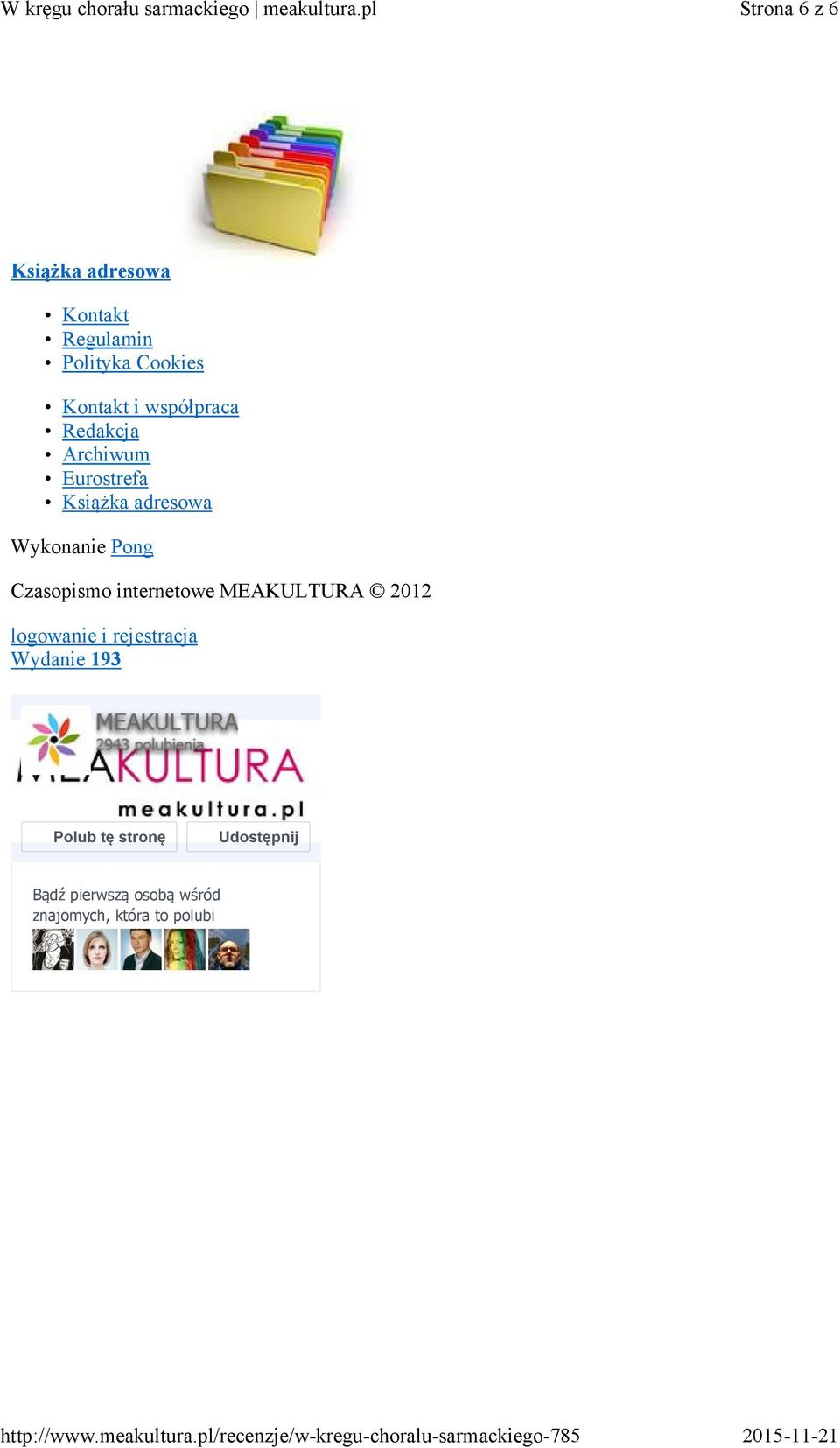 Czasopismo internetowe MEAKULTURA 2012 logowanie i rejestracja Wydanie 193