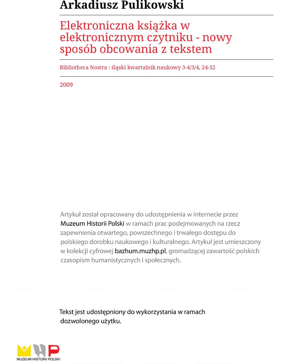obcowania z tekstem Bibliotheca Nostra :